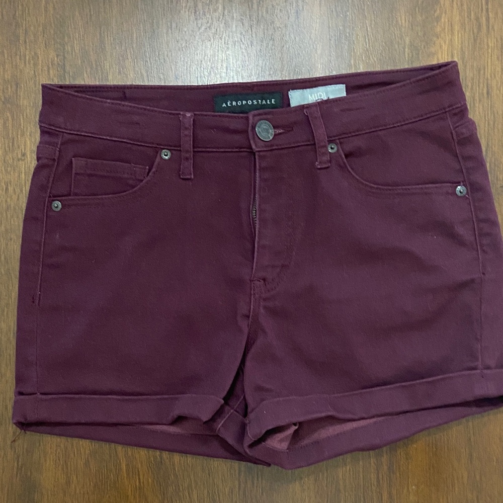 Aeropostale Women's Dark Burgundy Jean Shorts